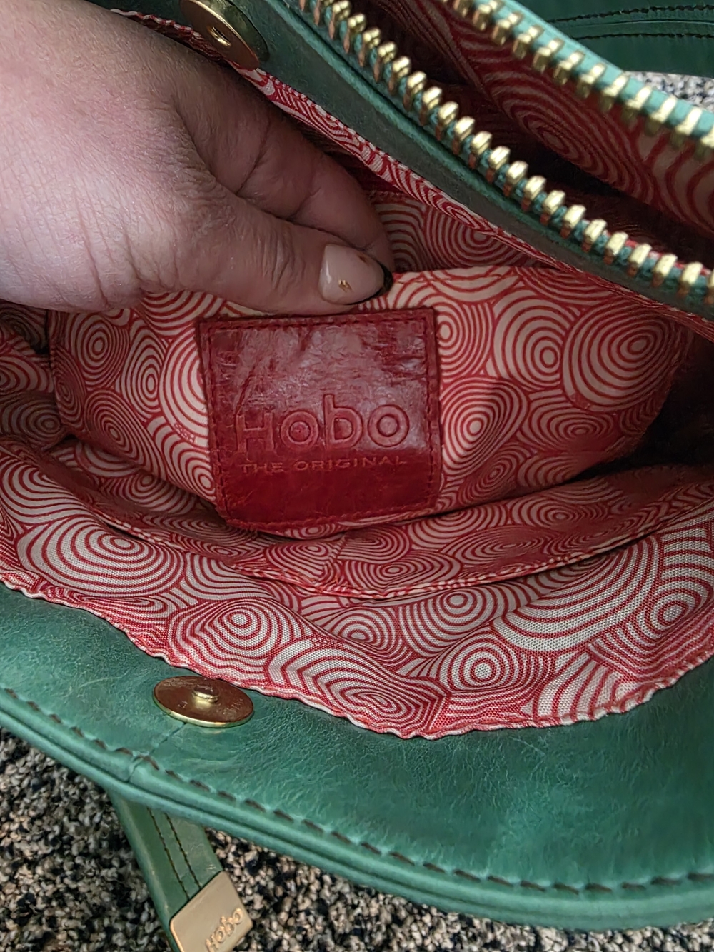 HOBO Green Leather Bucket Satchel Crossbody Bag Vintage Soft Leather Y2K - Picture 3 of 16